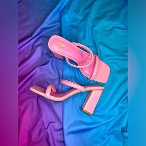 New York & Company Pink Block Heel Sandals